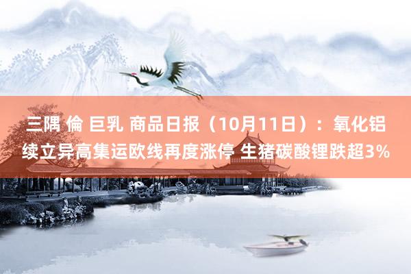 三隅 倫 巨乳 商品日报（10月11日）：氧化铝续立异高集运欧线再度涨停 生猪碳酸锂跌超3%