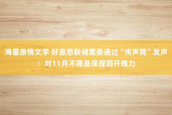 海量激情文学 好意思联储票委通过“传声筒”发声：对11月不降息保捏洞开魄力