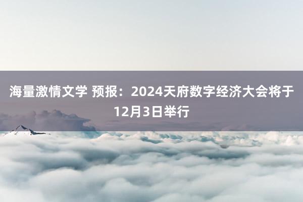 海量激情文学 预报：2024天府数字经济大会将于12月3日举行