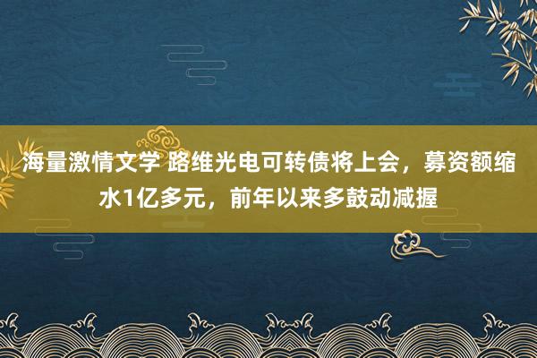 海量激情文学 路维光电可转债将上会，募资额缩水1亿多元，前年以来多鼓动减握
