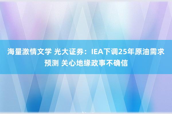 海量激情文学 光大证券：IEA下调25年原油需求预测 关心地缘政事不确信